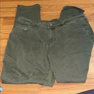 green jeggings barley worn